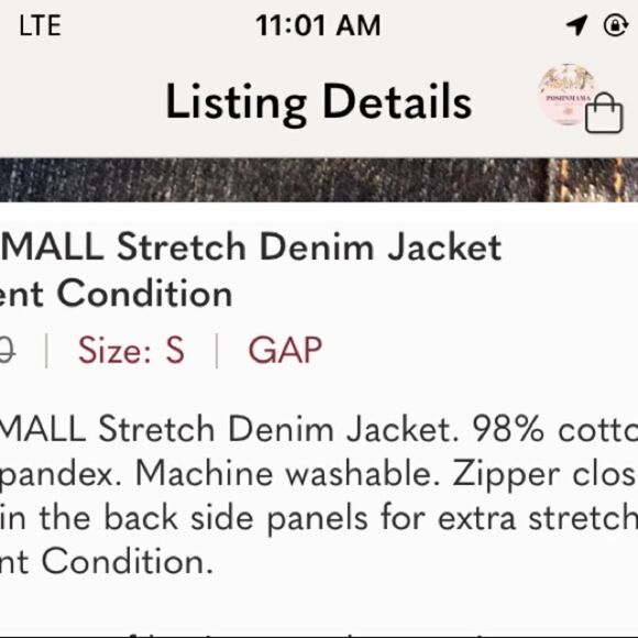 GAP SMALL Stretch Denim Jacket Excellent Condition - Picture 6 of 7